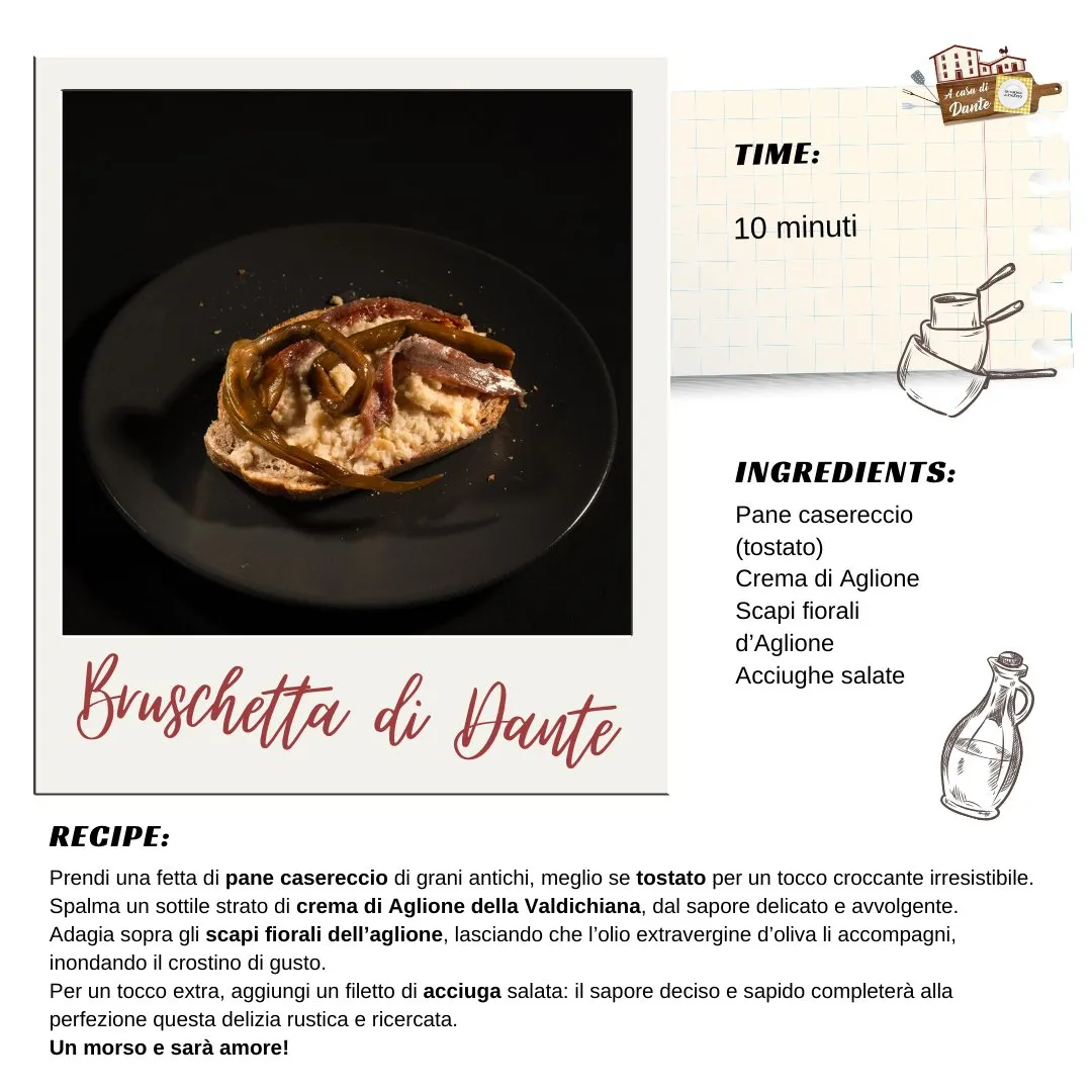Crostino gourmet all'aglione con acciuga